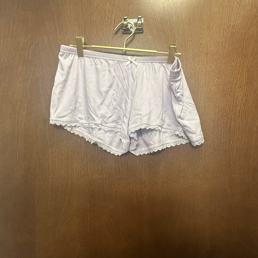 Edikted Light Purple Lace Trim Pajama Shorts